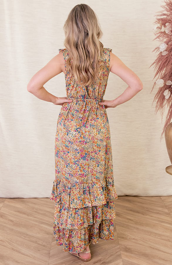 Maxi V-hals Jurk Noé Geel – shoparchief — foto 2