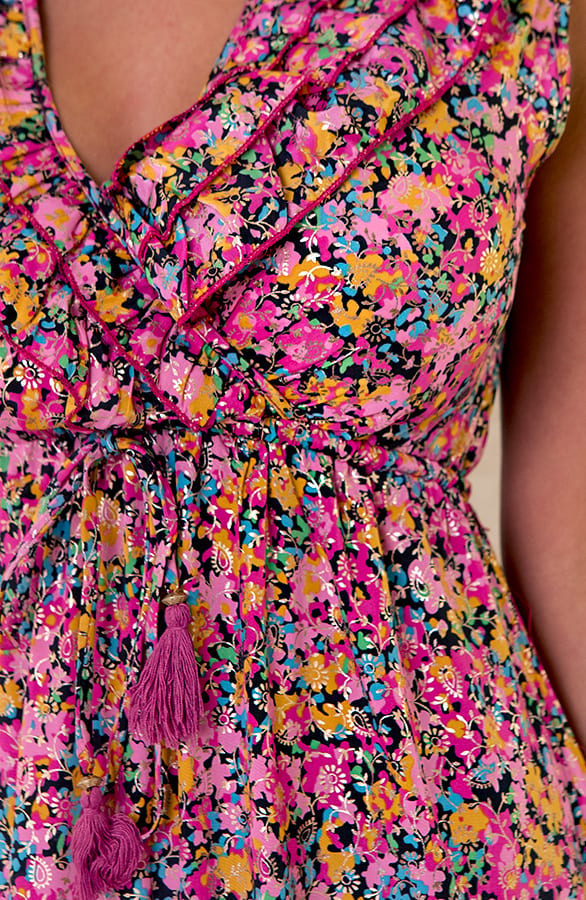 Maxi V-hals Jurk Noé Fuschia – shoparchief — foto 4