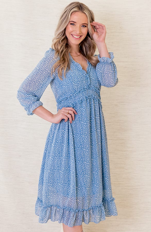 Panter Ruches Jurk Jaël Blauw – shoparchief — foto 2