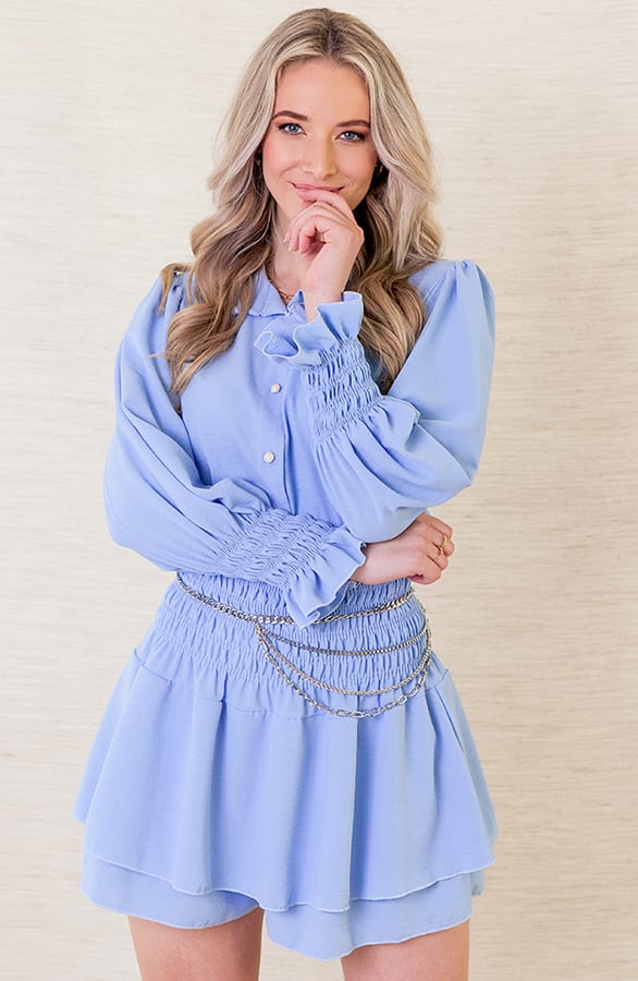 Parel Knopen Blouse Khloe Babyblauw – shoparchief — foto 4