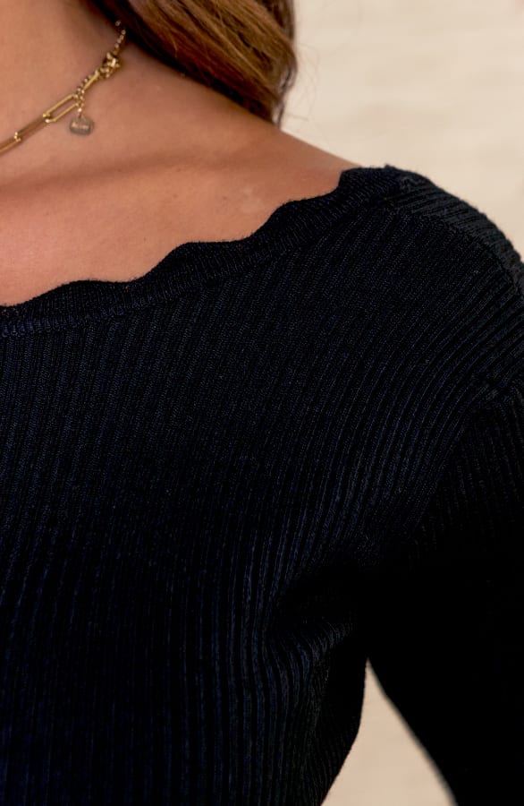 Ribstof Jurk Ilona Zwart – shoparchief — foto 3