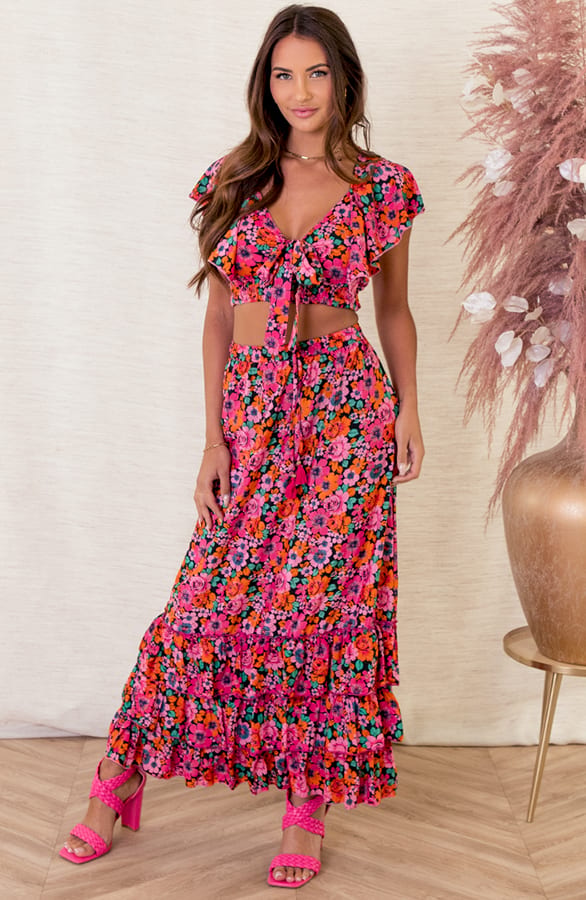 Ruffle Print Maxi Rok Georgia – shoparchief — foto 2
