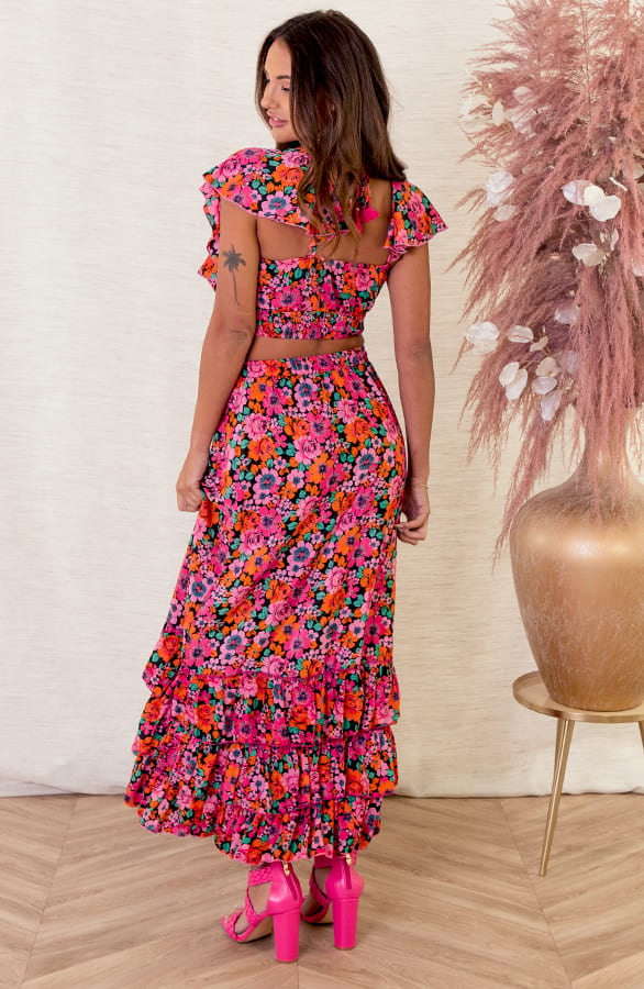 Ruffle Print Maxi Rok Georgia – shoparchief — foto 3