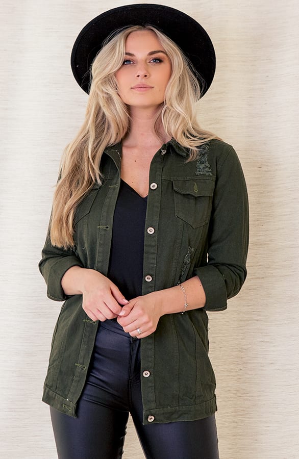 Sarah Denim Jacket Army – shoparchief