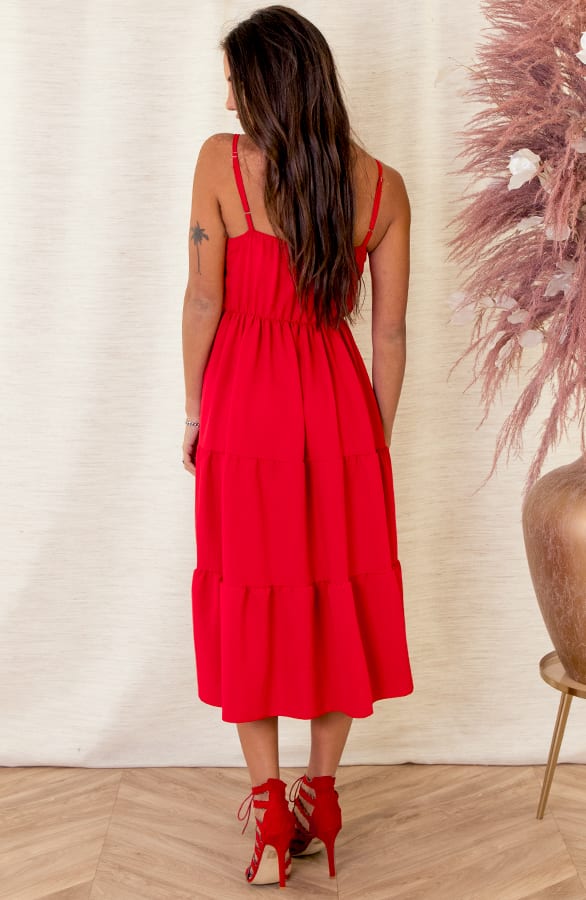 Spaghetti Laagjes Jurk Faya Rood – shoparchief — foto 4