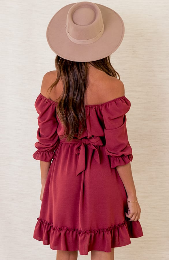 Taille Ruffle Jurk Caitlin Terracotta – shoparchief — foto 3