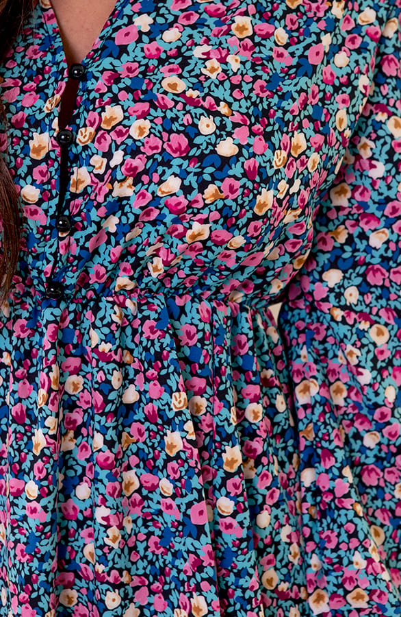 Bloemenprint Jurk Célien Blauw – shoparchief — foto 3