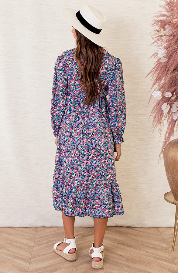 Bloemenprint Jurk Célien Blauw – shoparchief — foto 2
