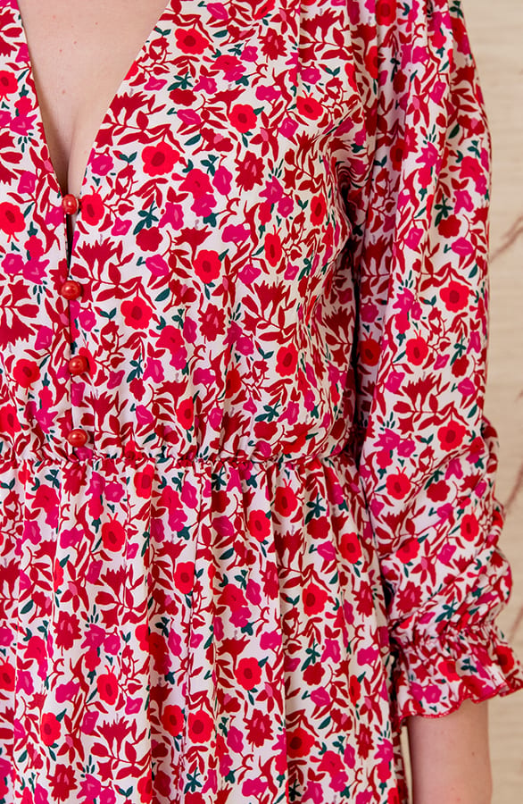 Bloemenprint Jurk Célien Rood – shoparchief — foto 4