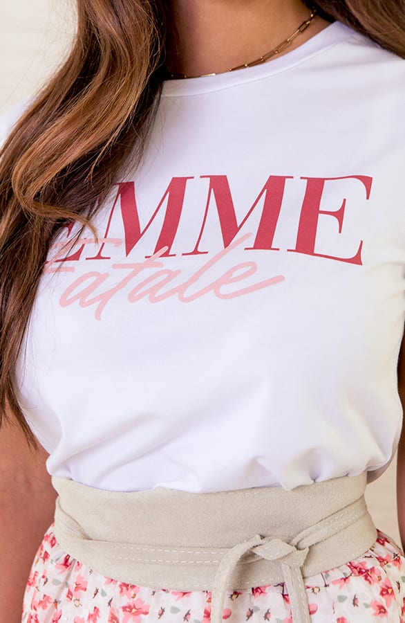 Feminine T-shirt Daniek Wit Roze – shoparchief — foto 2