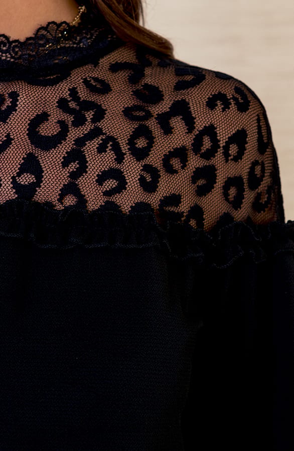Kanten Bloemen Blouse Adèle Zwart – shoparchief — foto 3