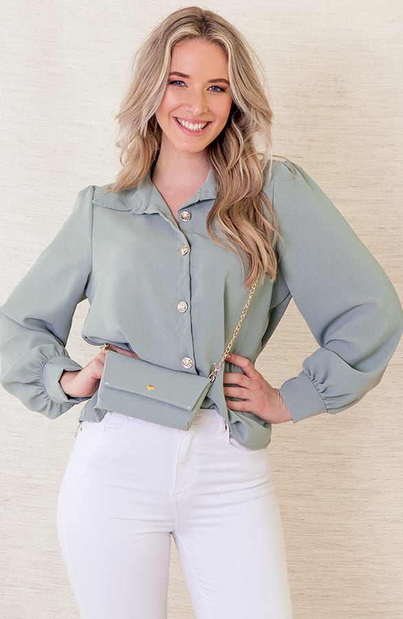 Tasje Met Gouden Ketting Katy Mint – shoparchief — foto 2