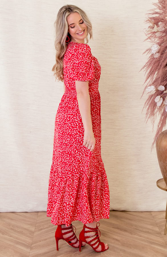 Midi Knoopjes Jurk Djill Rood – shoparchief — foto 2