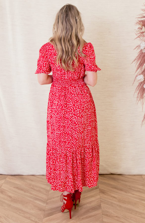 Midi Knoopjes Jurk Djill Rood – shoparchief — foto 3
