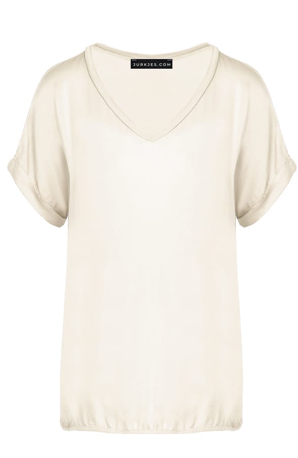 Oversized Satijnen Top Sofia Beige – shoparchief