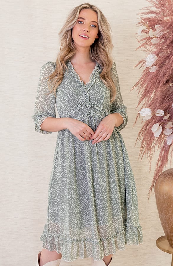 Panter Ruches Jurk Jaël Mint – shoparchief — foto 2