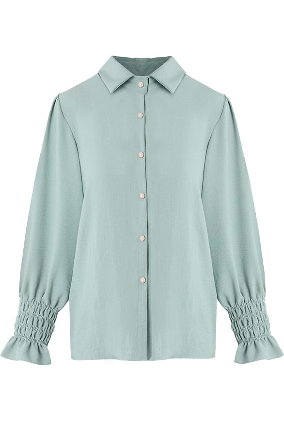 Parel Knopen Blouse Khloe Mint – shoparchief