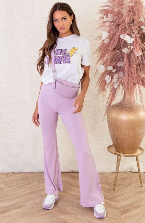 Flared Broek Ribstof Pascalle Lila – shoparchief — foto 3