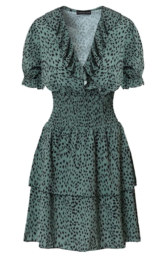 Print Jurk Kort Lindsy Army – shoparchief