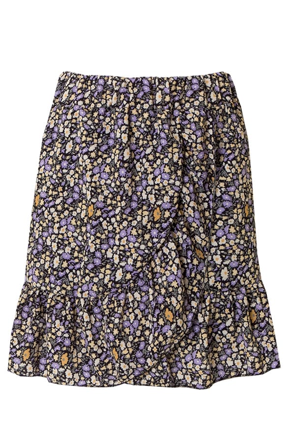 Ruches Rok Bloemen Isa Geel Lila – shoparchief