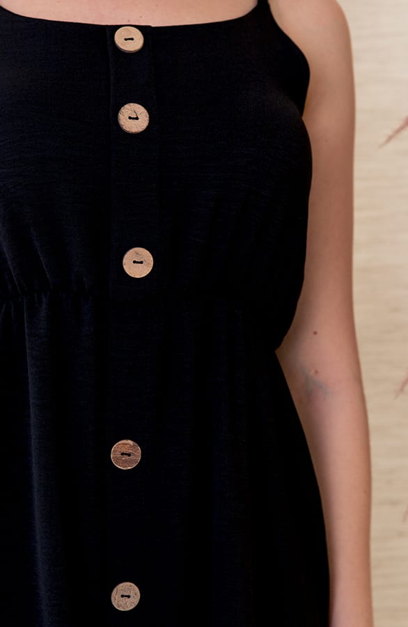 Spaghetti Knopen Jurk Kae Zwart – shoparchief — foto 4