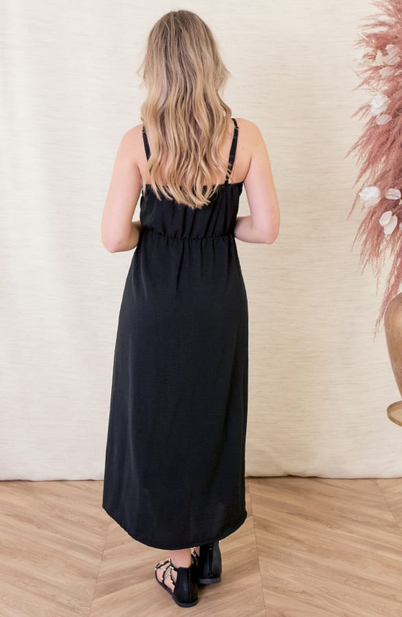 Spaghetti Knopen Jurk Kae Zwart – shoparchief — foto 3