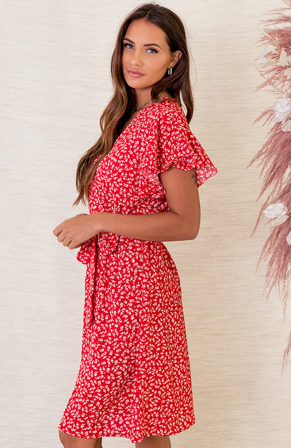 Strikjurk Met Print Dente Rood – shoparchief — foto 2