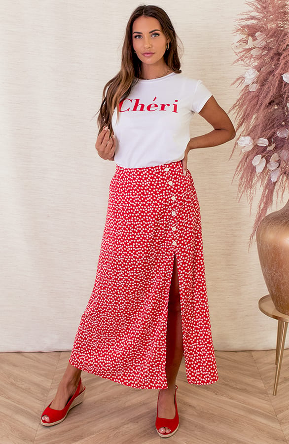 Top Met Opdruk Leona Wit Rood – shoparchief — foto 2