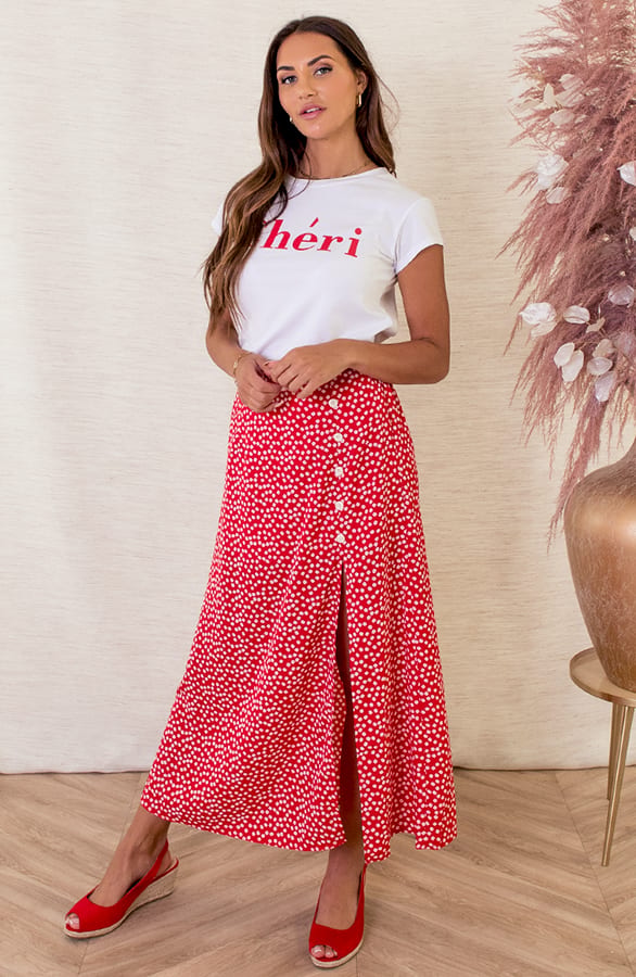 Top Met Opdruk Leona Wit Rood – shoparchief — foto 3
