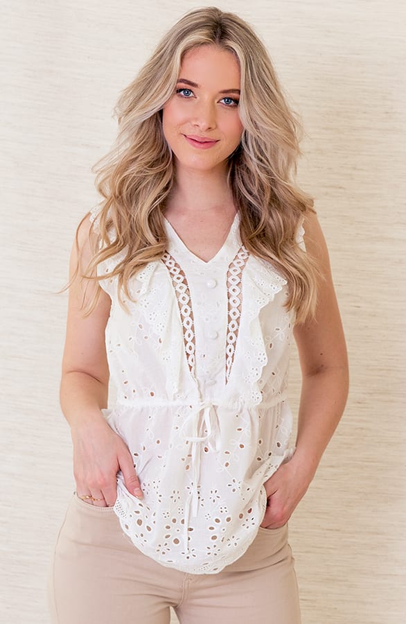 Top Met Ruches Lott Wit – shoparchief