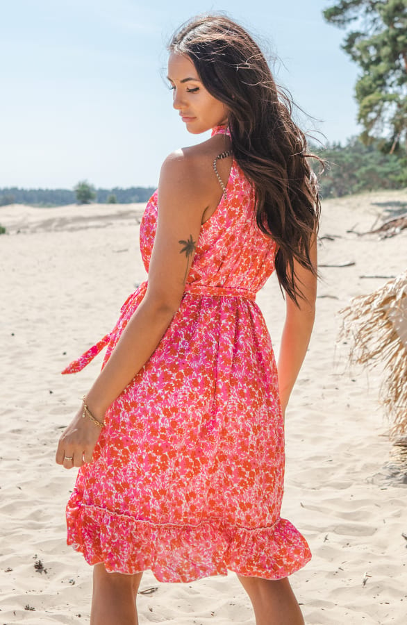 Bloemen Halter Jurk Jynte Fuchsia – shoparchief — foto 2