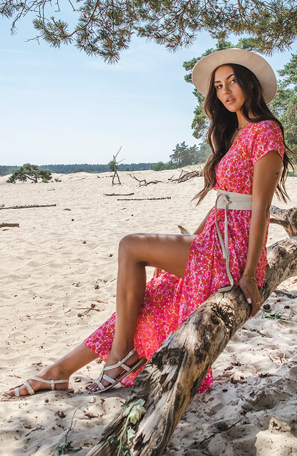 Bloemen Maxi Jurk Dominique Fuchsia – shoparchief — foto 4