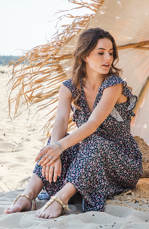 Bloemen Ruffle Jurk Jacky Marine – shoparchief