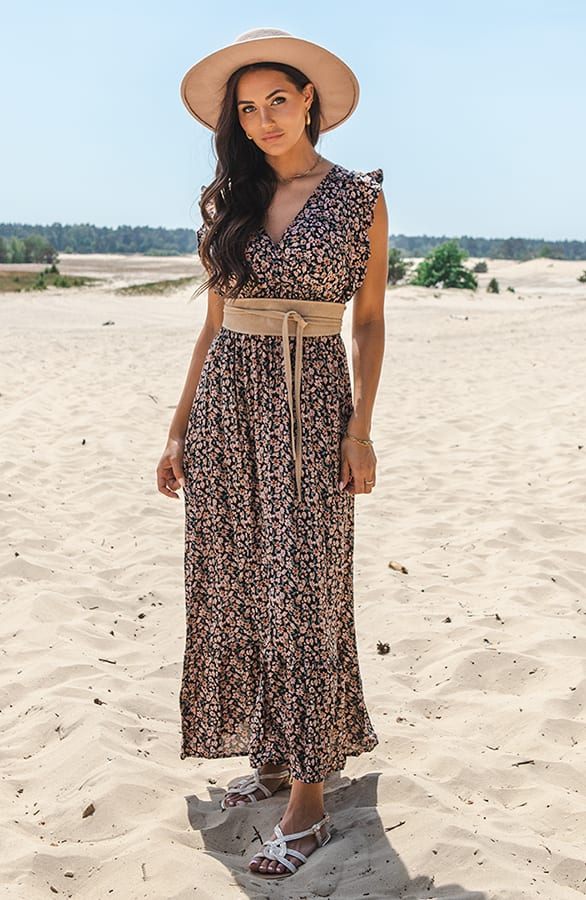 Bloemen Ruffle Jurk Jacky Taupe – shoparchief — foto 3
