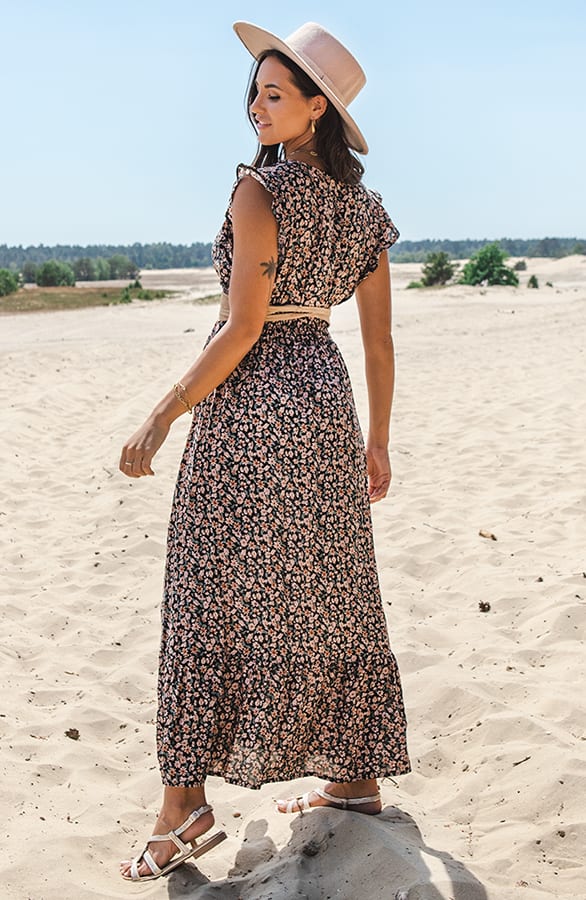 Bloemen Ruffle Jurk Jacky Taupe – shoparchief — foto 5