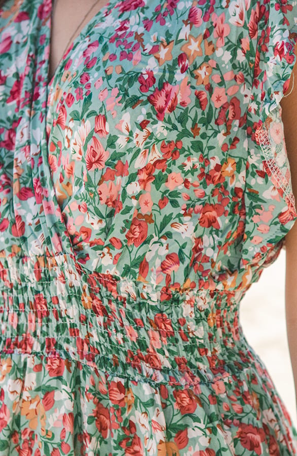 Bloemen Ruffle Maxi Jurk Jacky Turquoise – shoparchief — foto 4
