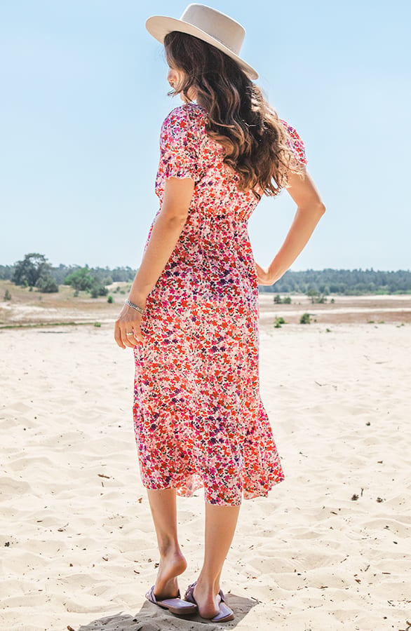 Bloemenprint Jurk Célien Fuchsia – shoparchief — foto 3