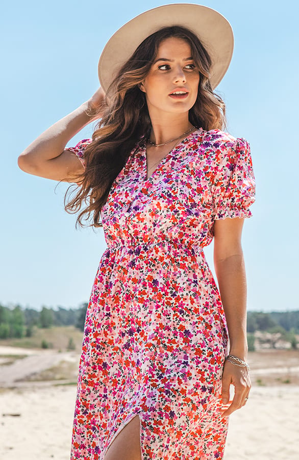 Bloemenprint Jurk Célien Fuchsia – shoparchief — foto 2