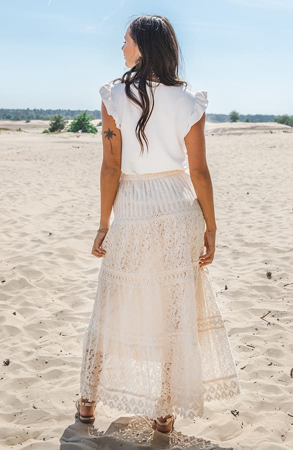 Bohemian Rok Met Kant Bowie Ecru – shoparchief — foto 5