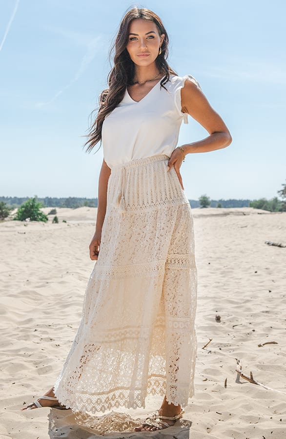 Bohemian Rok Met Kant Bowie Ecru – shoparchief — foto 3