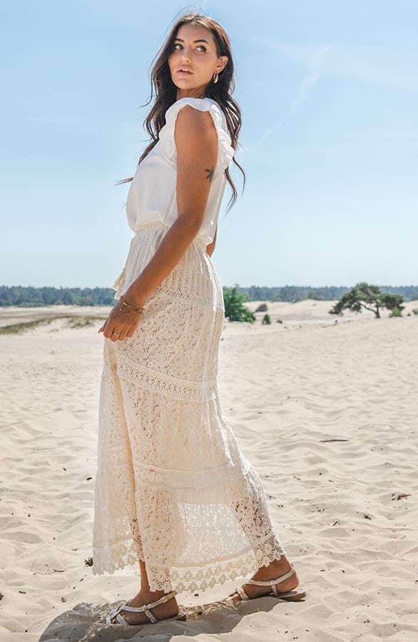 Bohemian Rok Met Kant Bowie Ecru – shoparchief — foto 4