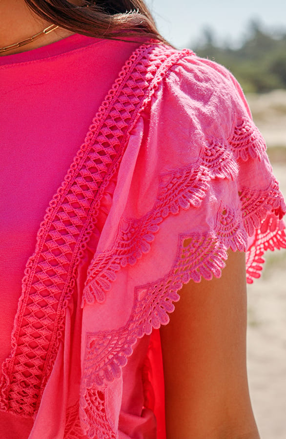 Broderie Ruffle Top Elze Fuchsia – shoparchief — foto 3