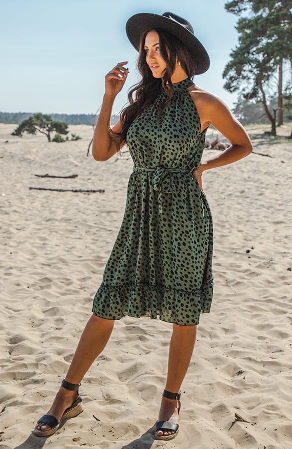 Cheetah Halter Jurk Jynte Army – shoparchief