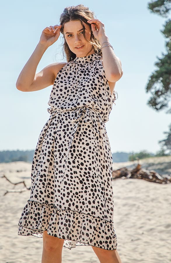 Cheetah Halter Jurk Jynte Ecru – shoparchief — foto 2
