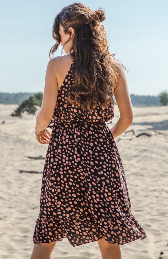 Cheetah Halter Jurk Jynte Koraal – shoparchief — foto 3
