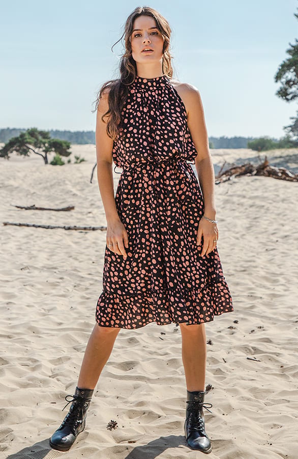 Cheetah Halter Jurk Jynte Koraal – shoparchief — foto 2