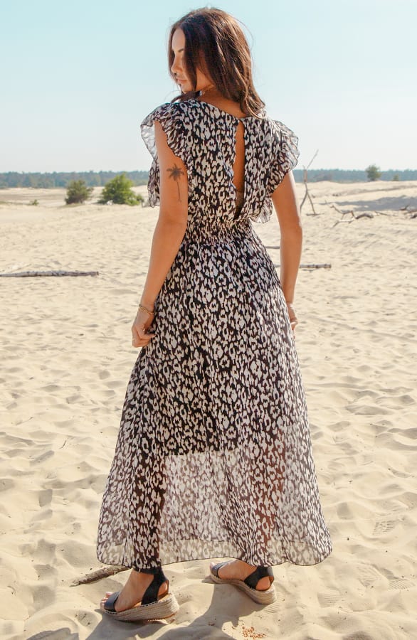 Cheetah Maxi Jurk Jady Zwart Wit – shoparchief — foto 3