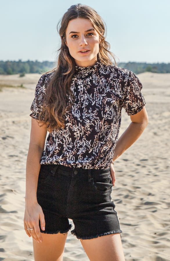Lynn Top Print Zwart – shoparchief