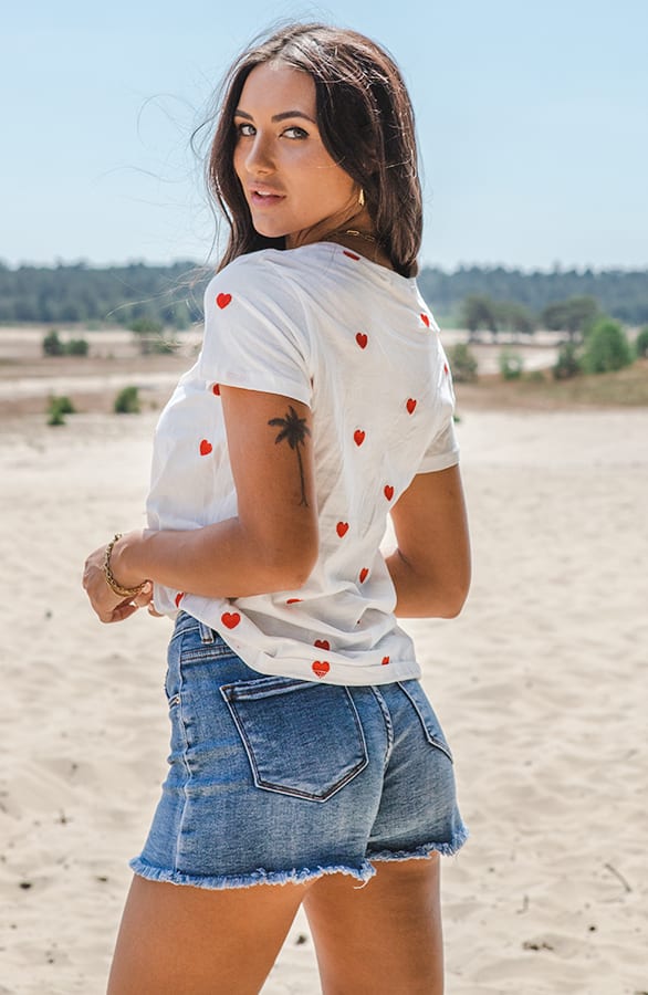 Geborduurde Hartjes Top Nicka Wit Rood – shoparchief — foto 4