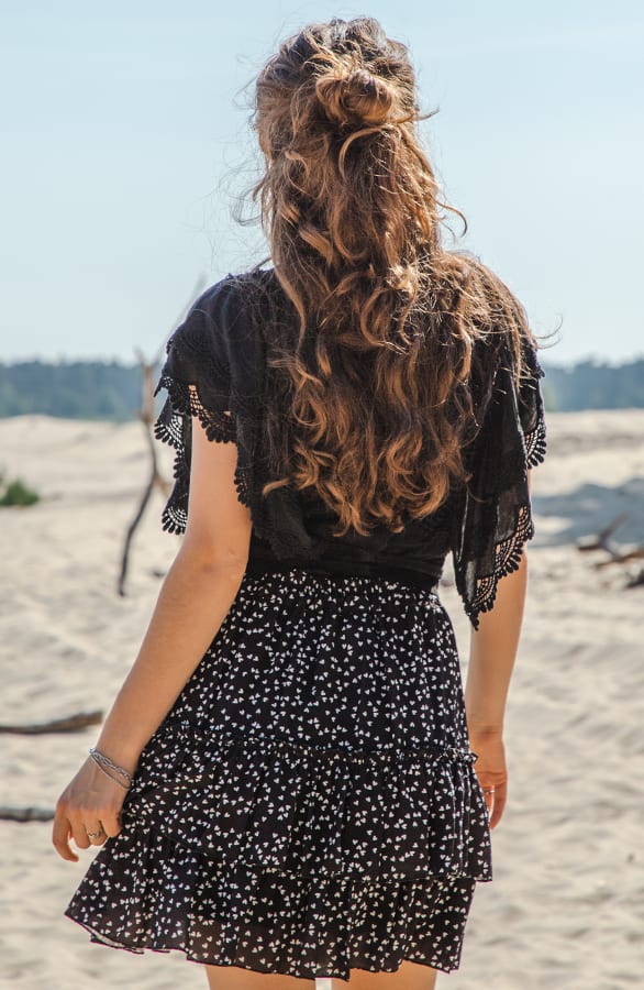 Broderie Ruffle Top Elze Zwart – shoparchief — foto 3